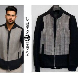 Haight & Ashbury  Wool Plaid Zip Jacket Black and Whites ize large